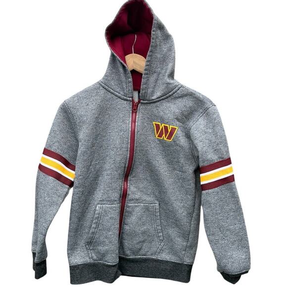 Washington Commanders NFL Kids Gray burgundy hoodie Zip up sweatshirt Youth XL - Picture 1 of 7